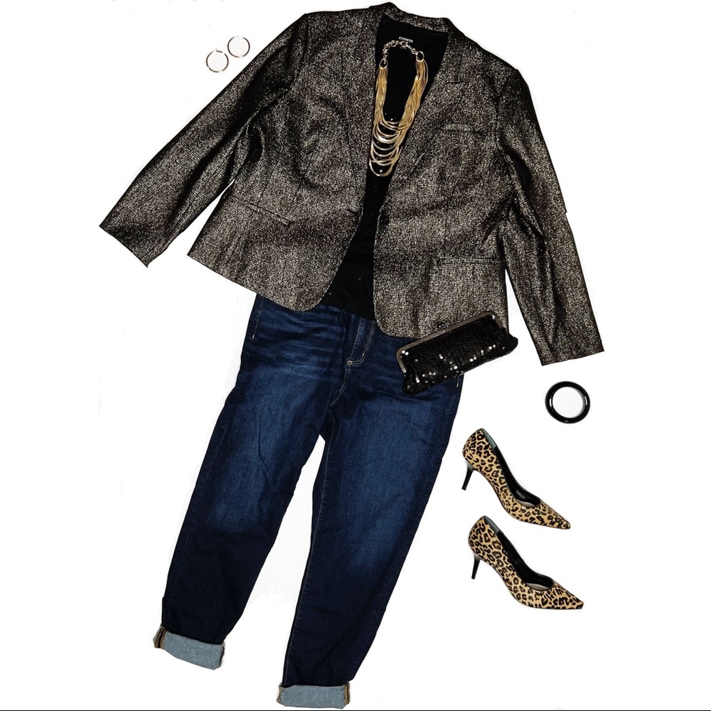 NWT Banana Republic Bronze & Black Metallic Blazer SZ 20
